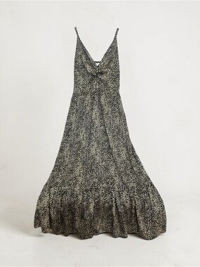 ARULA Black Maxi Dress with Cream Speckle Print